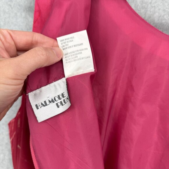 Halmode Plus Womens VTG Floral Maxi Dress Size 22W Pink Crinkle Wide Strap EUC - Picture 9 of 13